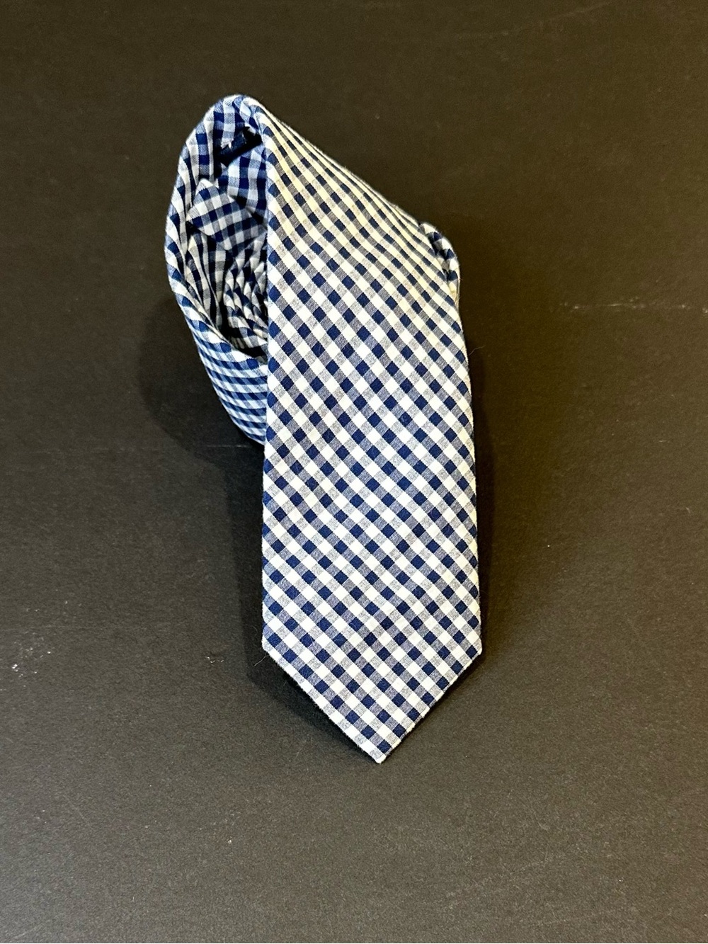 J.Crew Factory Navy Gingham Skinny Tie 2.5” Preppy Summer Cotton (Item 02182)